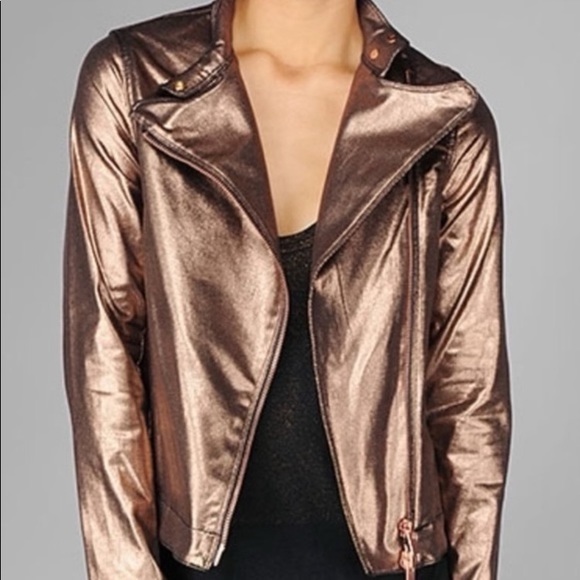7 For All Mankind Jackets & Blazers - 7 For All Mankind 7FAM Metallic Moto Copper Bronze Jacket Small NEW With Tags